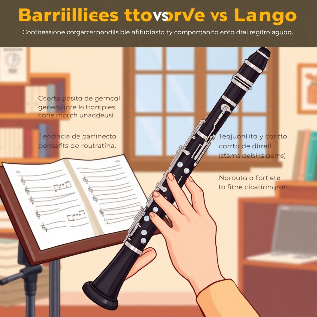 Clarinete: barrilete clarinete afinación — escena de práctica y técnica (cartoon)