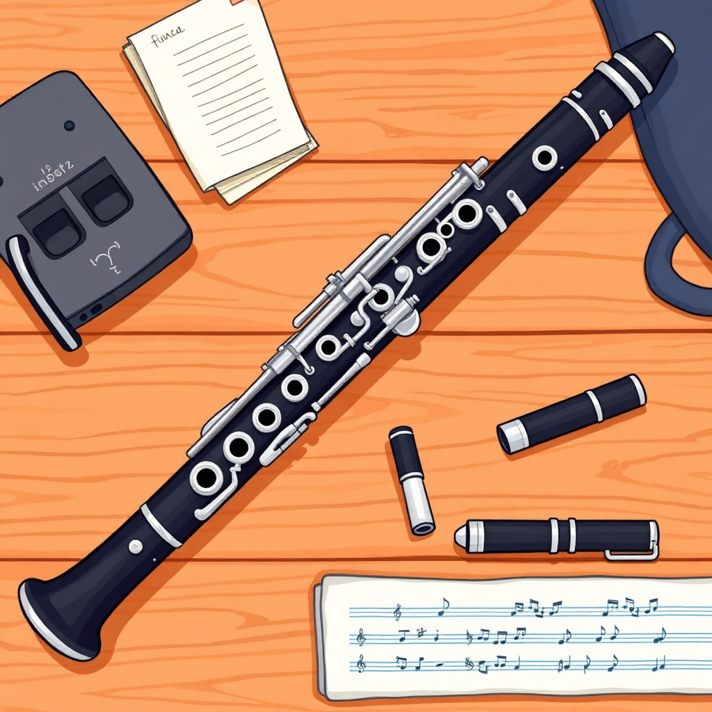 Clarinete: barrilete clarinete afinación — accesorios y mantenimiento (cartoon)