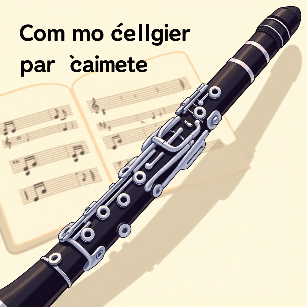 Clarinete: cómo elegir caña para clarinete — portada ilustrada del instrumento (cartoon)