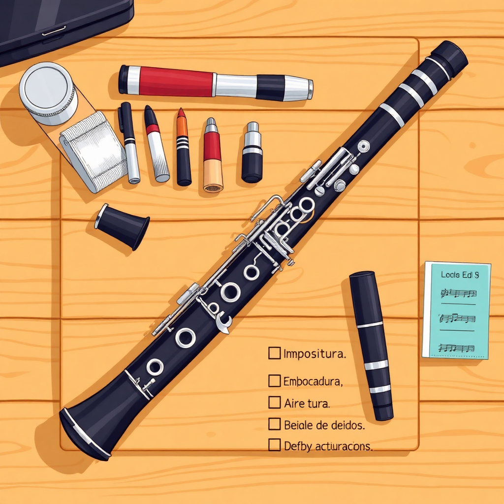 Clarinete: cómo estudiar clarinete — accesorios y mantenimiento (cartoon)