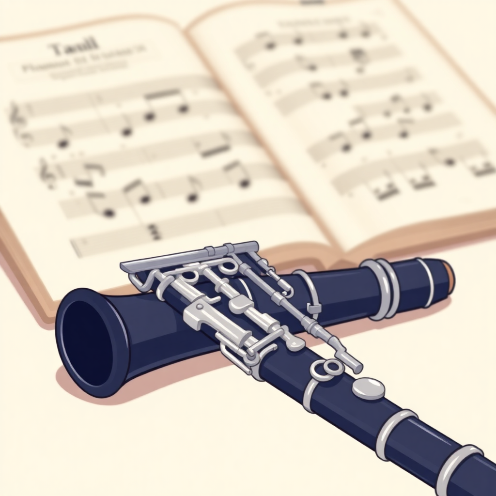 Clarinete: cómo mejorar el sonido en el clarinete — portada ilustrada del instrumento (cartoon)