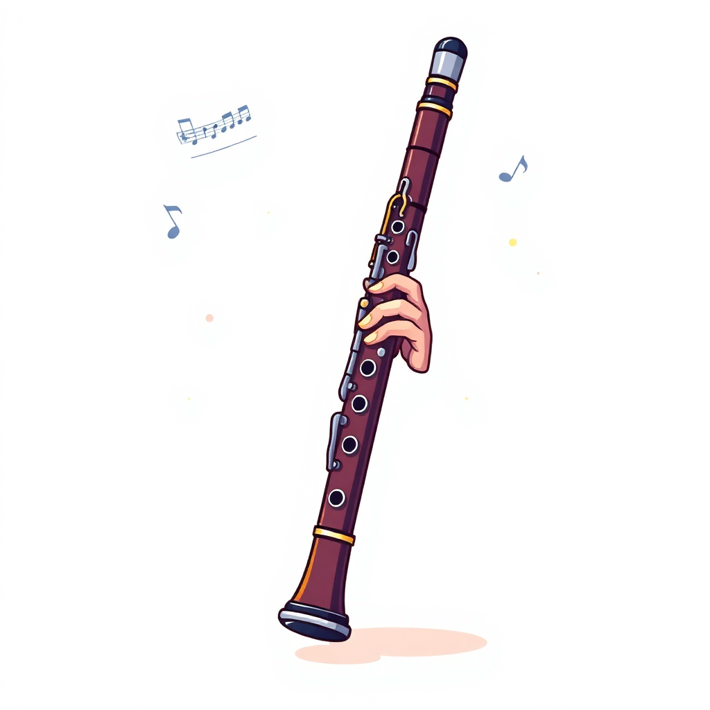 Clarinete: digitación del clarinete — portada ilustrada del instrumento (cartoon)