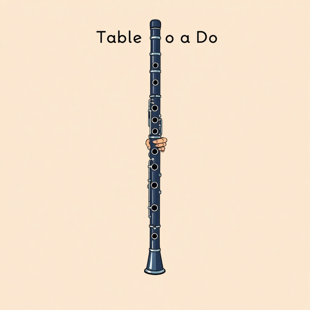 Clarinete: digitación de notas del clarinete — portada ilustrada del instrumento (cartoon)