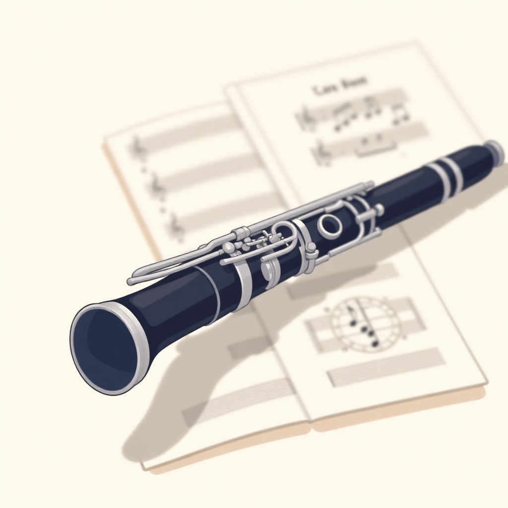 Clarinete: escalas para clarinete — portada ilustrada del instrumento (cartoon)