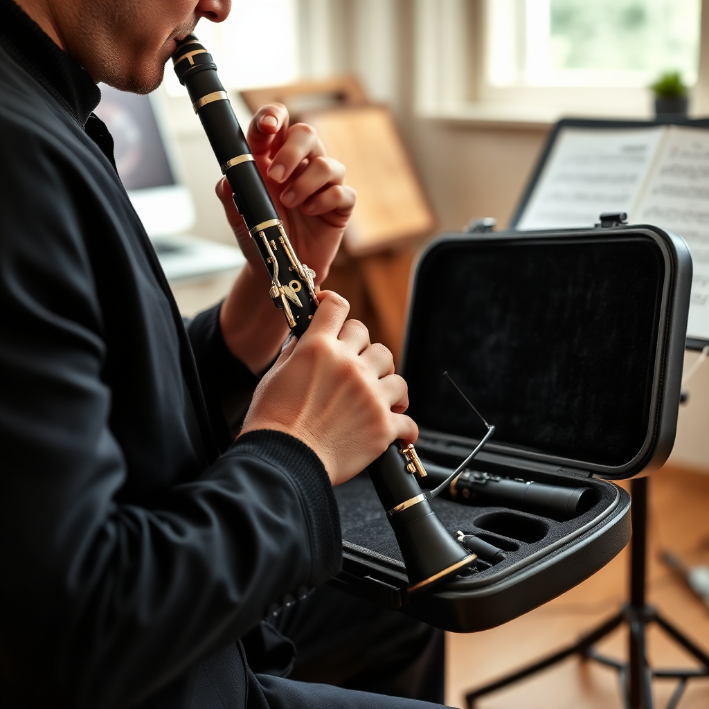 Clarinete: estuche para clarinete rígido o semirrígido — foto realista del clarinete