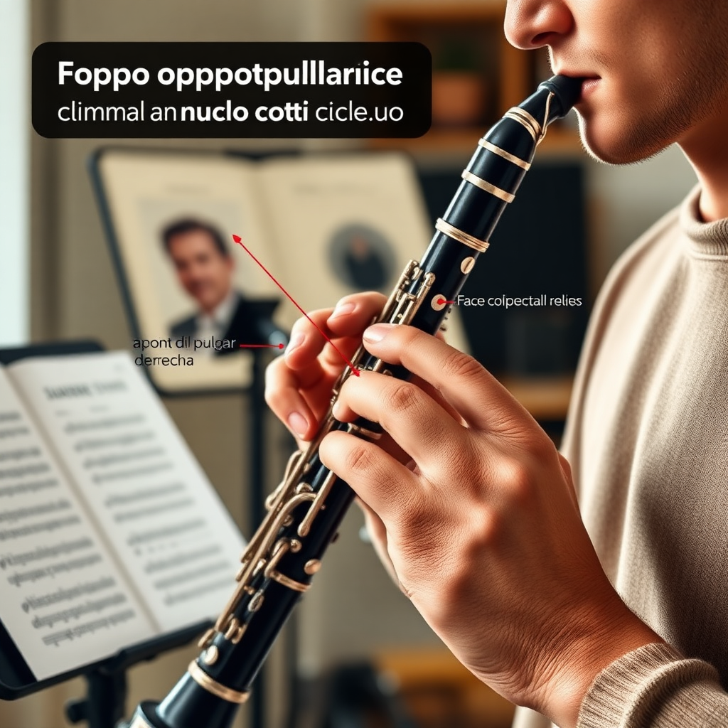 Clarinete: apoyo del pulgar derecho clarinete — foto realista del clarinete
