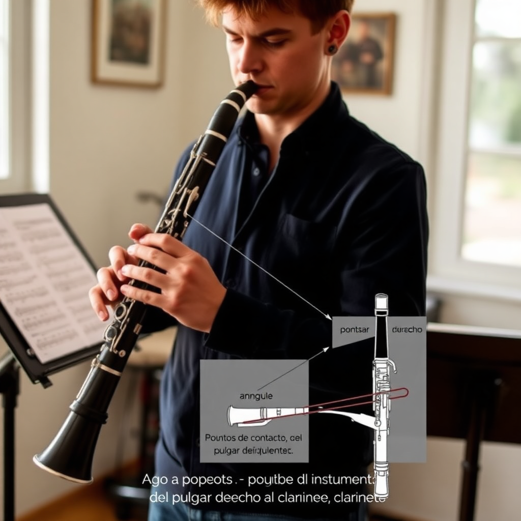 Clarinete: apoyo del pulgar derecho clarinete — foto realista del clarinete