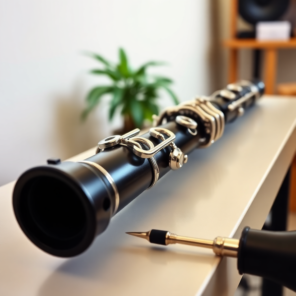 Clarinete: notas de garganta clarinete afinación — foto realista del clarinete
