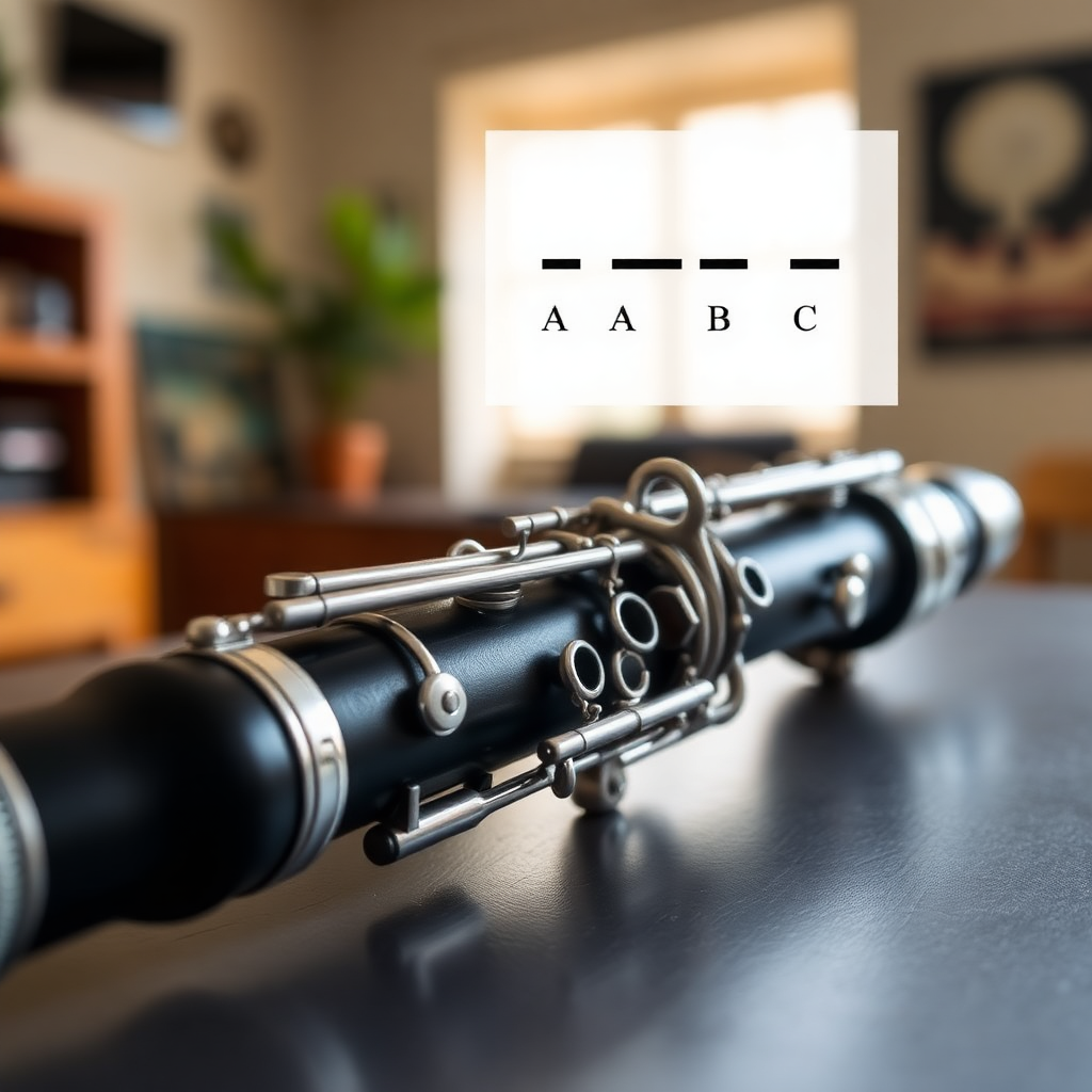 Clarinete: notas de garganta clarinete afinación — foto realista del clarinete